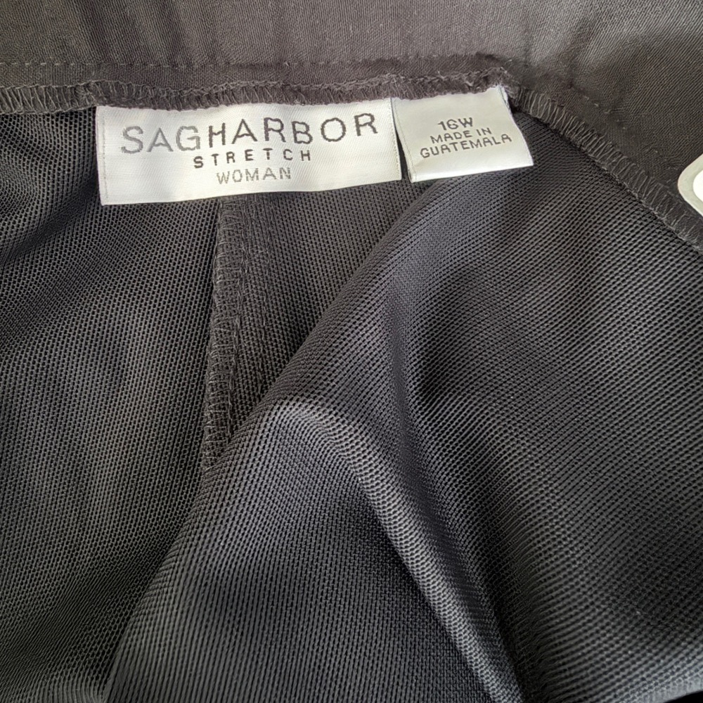 Sag Harbor Dress Pants Women 16W Black Stretch Straight Leg Workwear Dressy - Picture 5 of 7